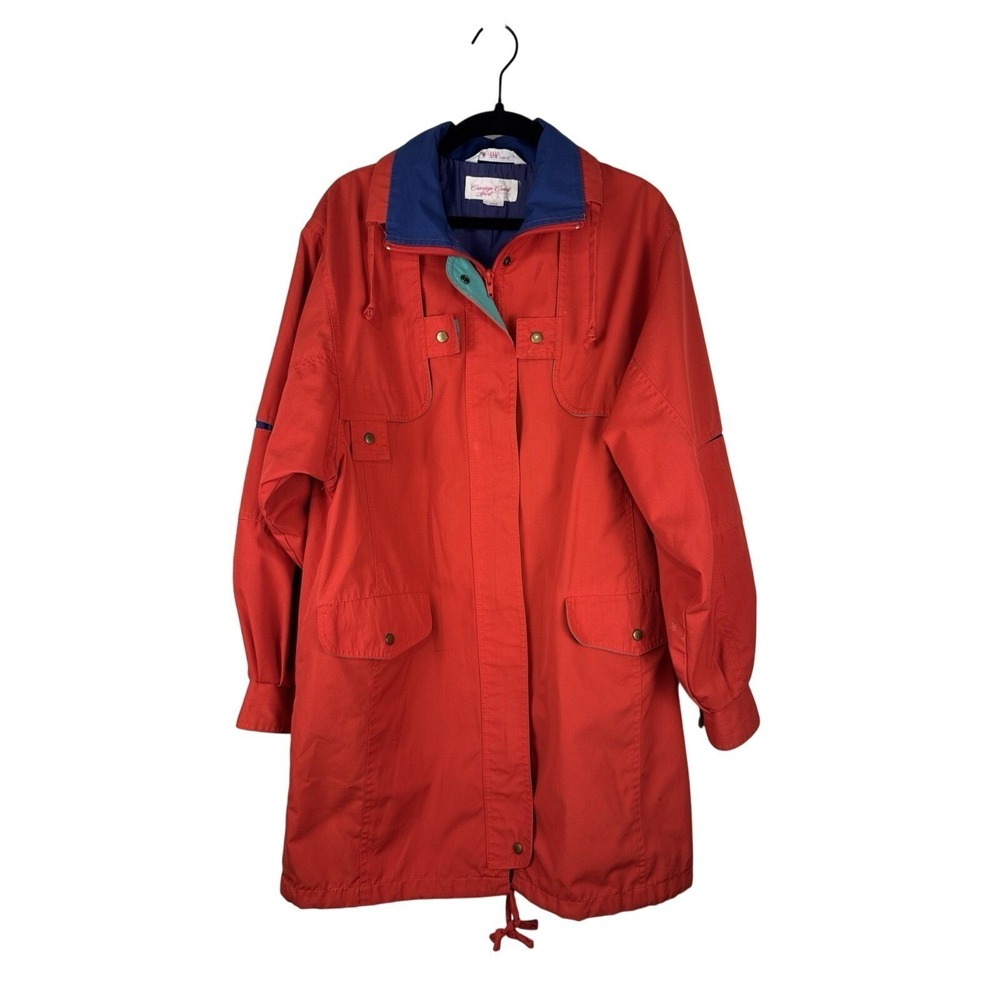 Carriage Court Sport Utility Jacket Women S Red Vintage Colorblock Parka Pockets
